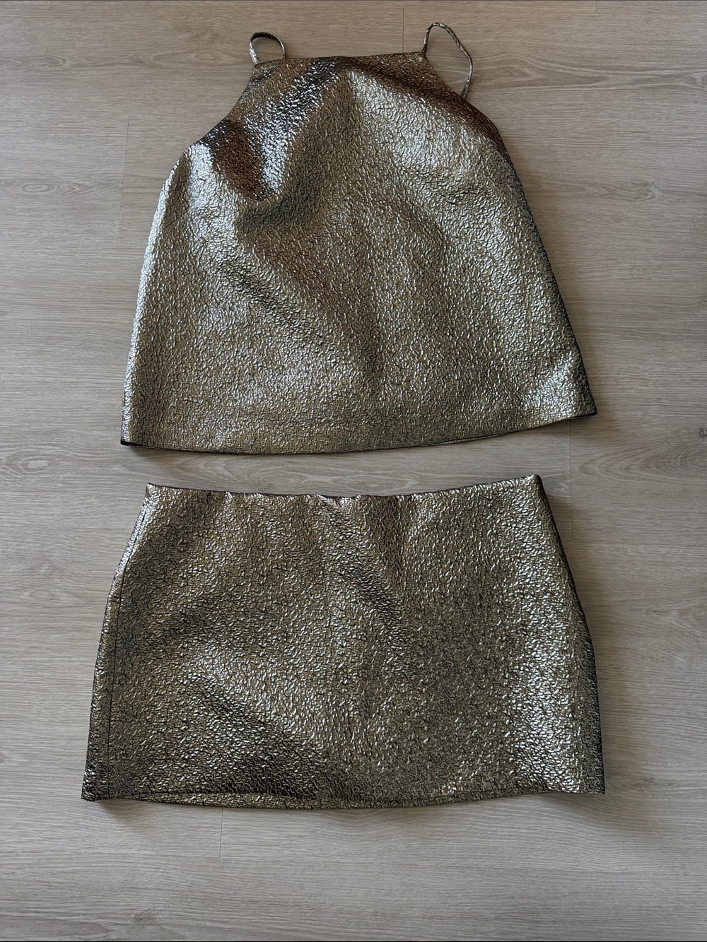 Abercrombie & Fitch Metallic Black Two-Piece Skirt Set